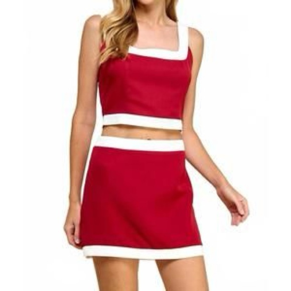 Express Red and White Mini Skirt